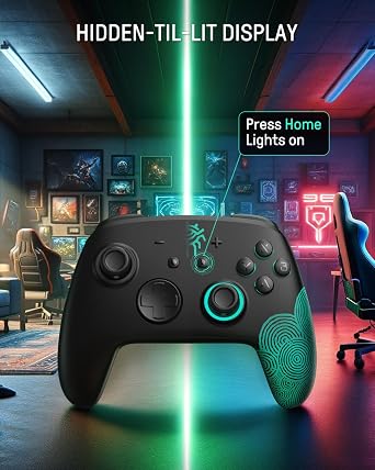 Firefly Wireless Switch 2 Controller, Hall Effect Gamepad with Switch Pro Controller Style, Hidden Glow RGB, One-Key Wake-Up, NFC, Turbo, Motion, Macro Back Buttons, Gyro, Vibration, USB-C Battery