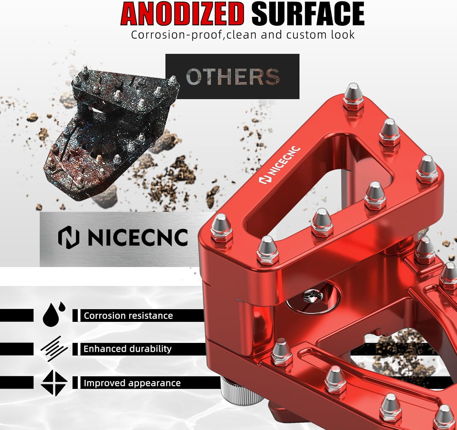 NICECNC Red Rear Expanded Foot Pedal Compatible with Honda CRF1000L Africa Twin 2016-2019, CRF1000L Africa Twin Adventure Sports 2016-2019, CRF1100L Africa Twin 2020-2025, See Fitment