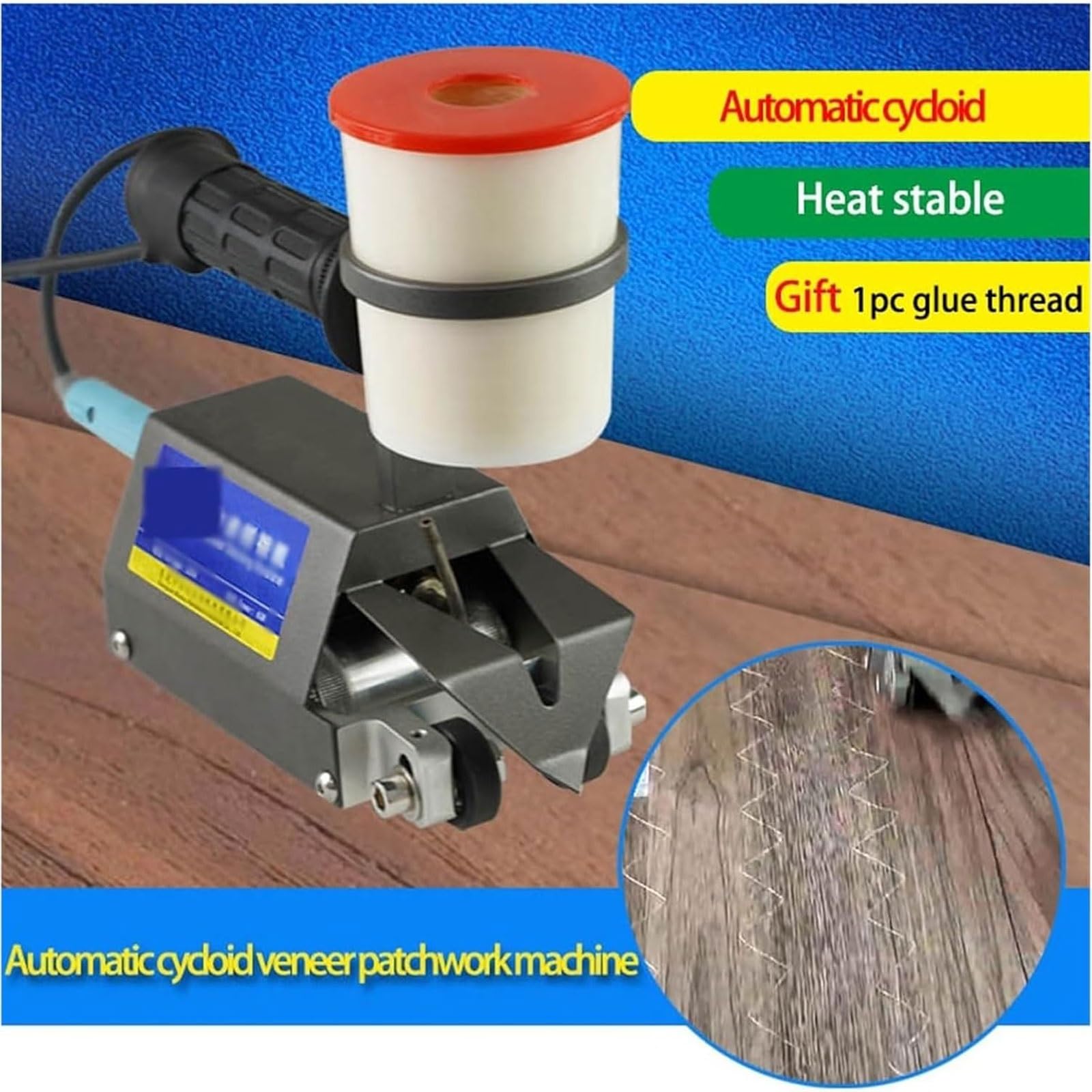 Macchina automatica per cucire impiallacciatura 60 W, strumento portatile per patchwork cicloide in acciaio inossidabile per la lavorazione del legno e la riparazione domestica