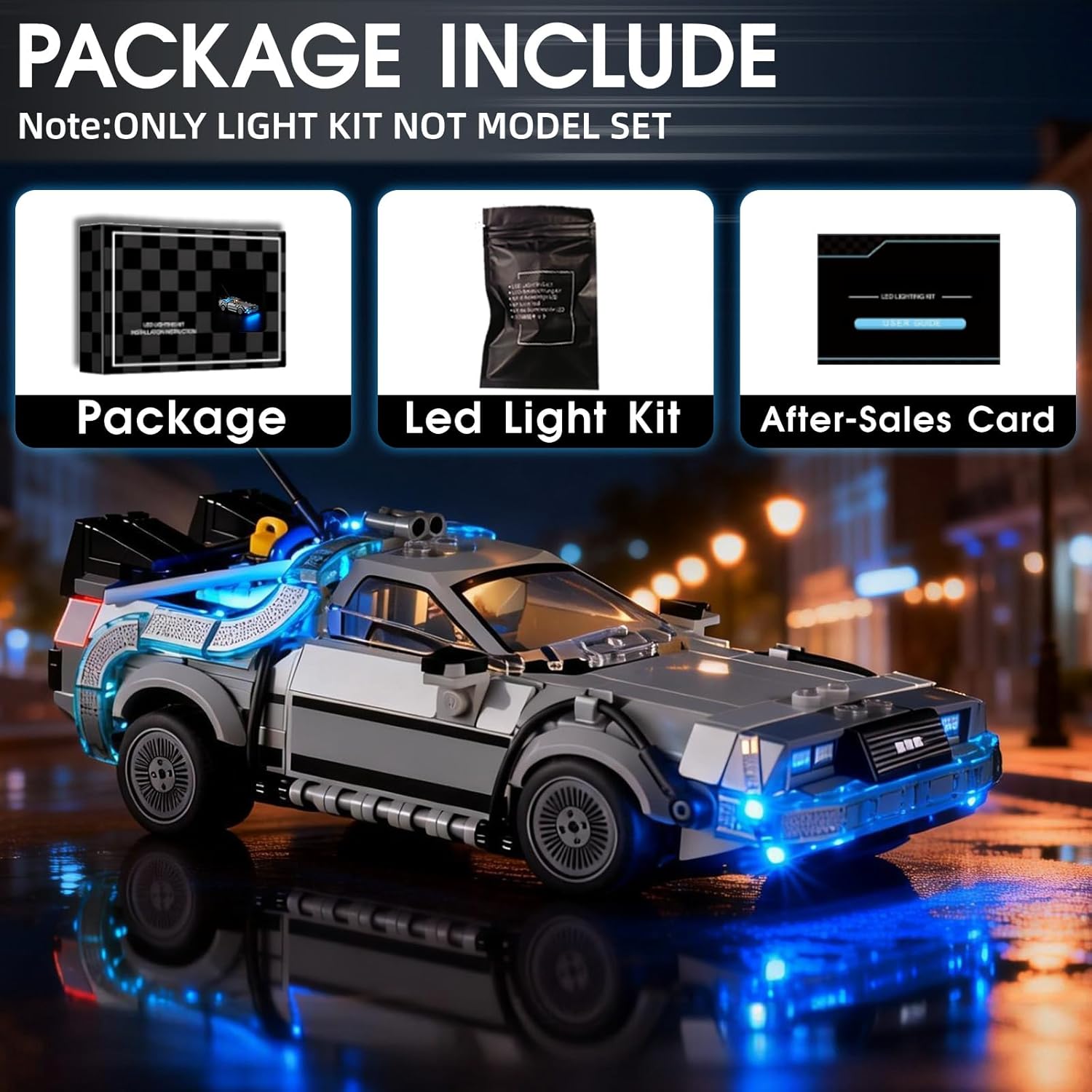 LED Light for Lego Speed Champions Time Machine from Back to The Future 77256 Set, Light Kit Compatible with Lego 77256 Building Blocks Model, Not Included The Model Set