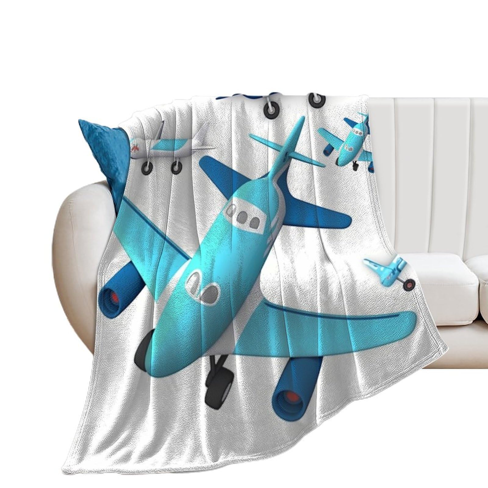 Couverture avion en flanelle douce plaid chaud pour canapé et lit