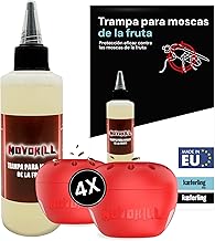 Novokill Fruit Fly Trap – Liquid Attractant 100 ml + 4 x Traps – Effective Against Fruit Flies – Long Lasting – Reusable – Ideal for Kitchen