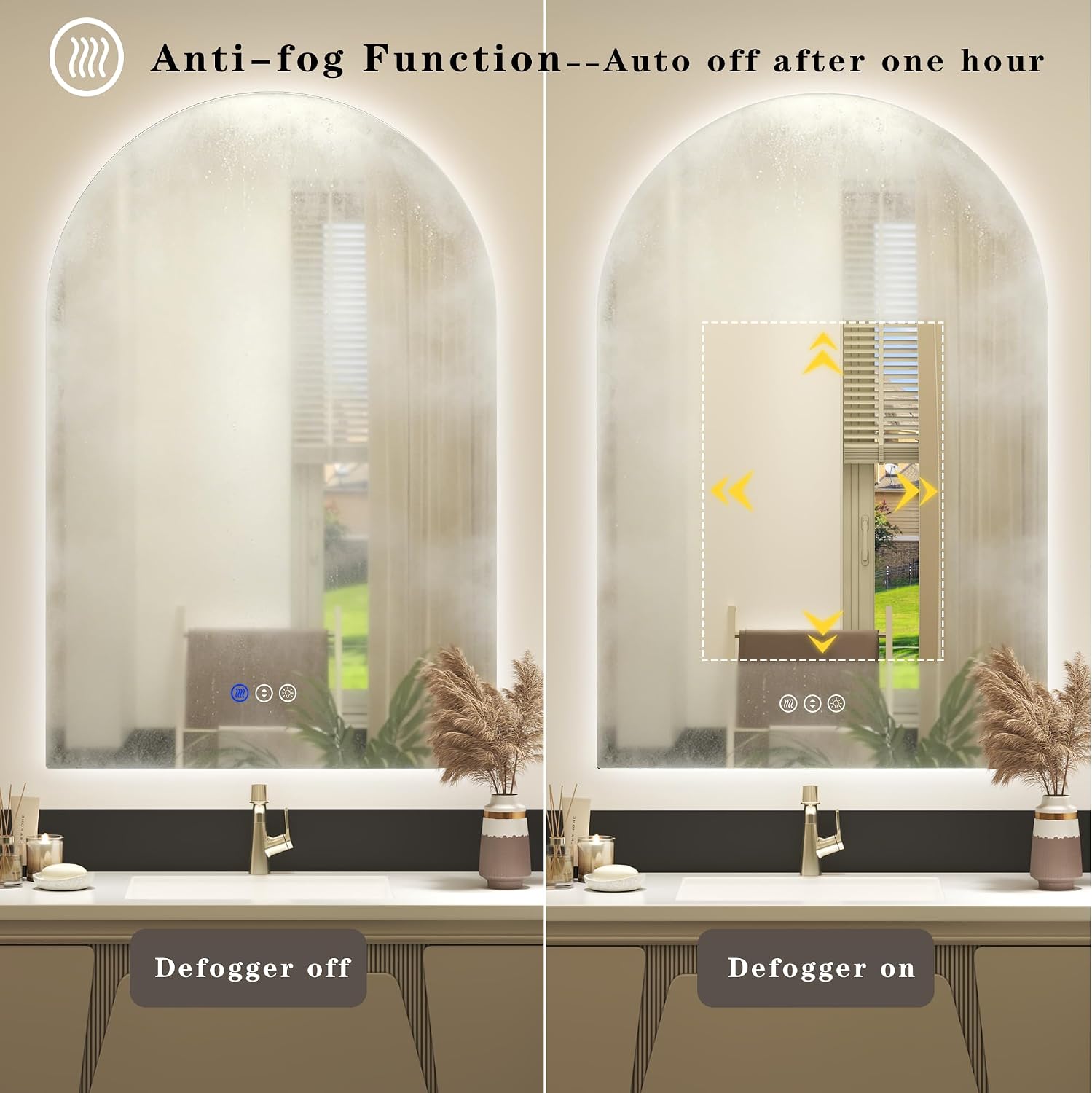 Arched Backlit LED Lighted Bathroom Mirror 24x36