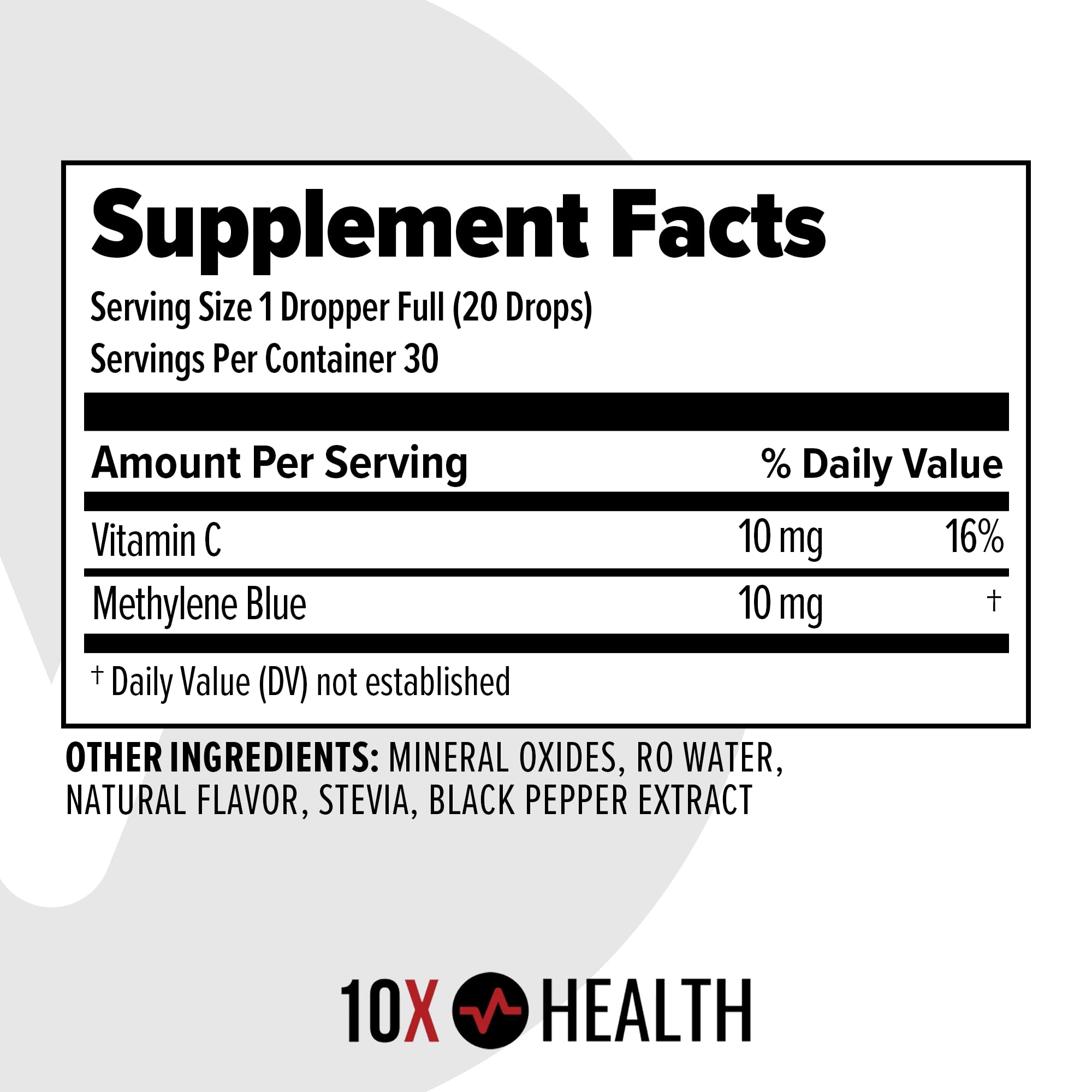 10X Health Methylene Blue Drops with Vitamin C, 30 mL — Amazon image 6