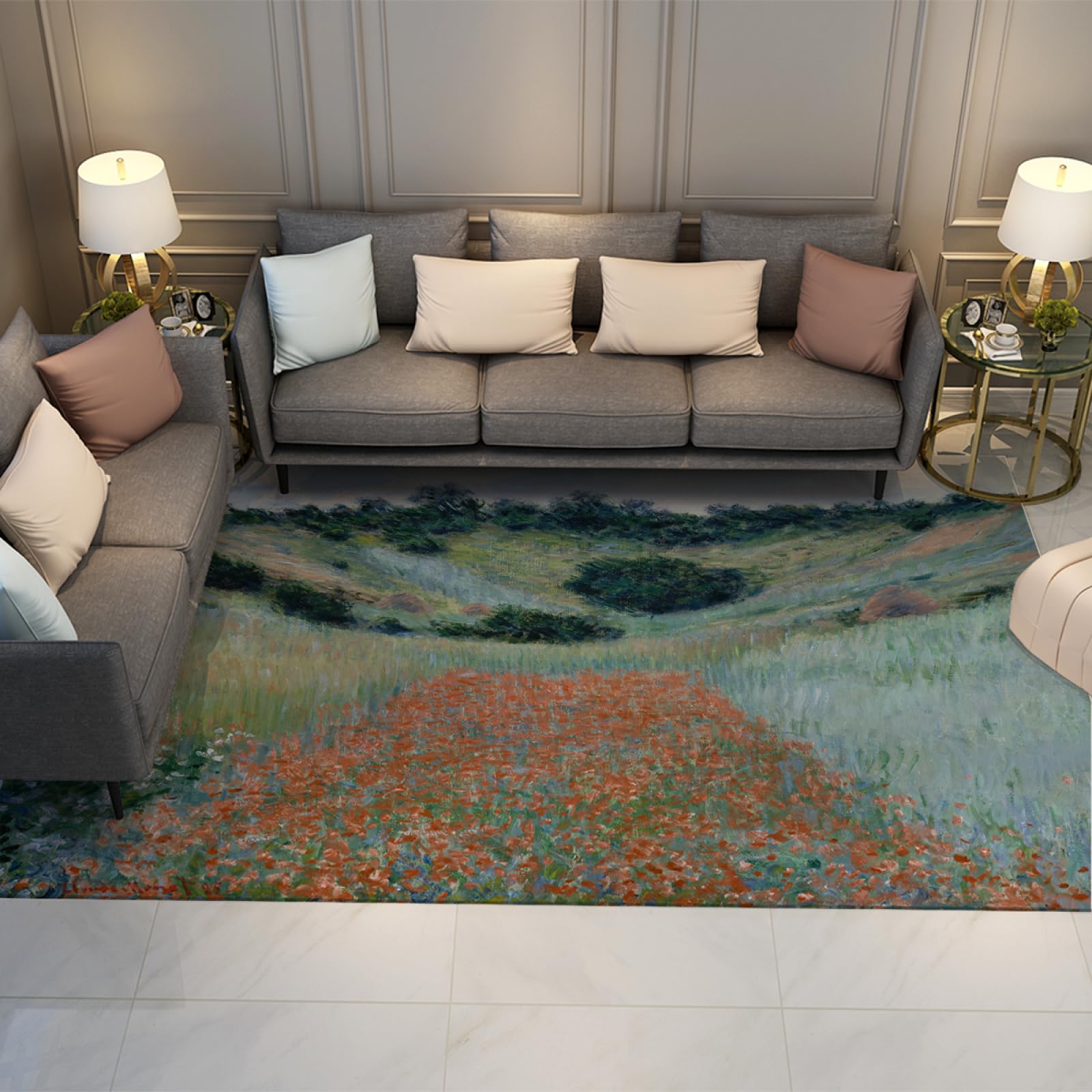 Tapis aquarelle extérieur fleur pour une entrée accueillante et une cuisine moderne