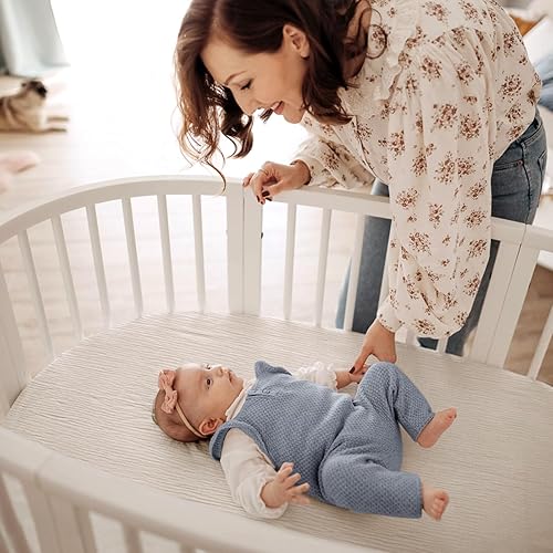 Miniatura 3 de lulumoon Sábanas de Moisés de Muselina para Bebé Sábanas de Moisés de Algodón Neutras para Niños y Niñas - Ajustadas para Oval, Rectángulo o Reloj