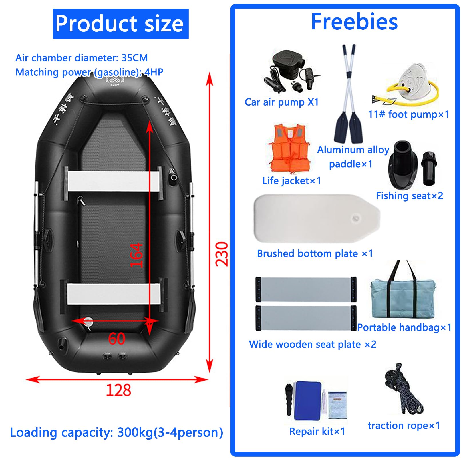 Kayak inflable de pesca con bote – Capacidad para 1 persona, soporta hasta 148 kg, perfecto para lagos, ríos y aventuras marinas