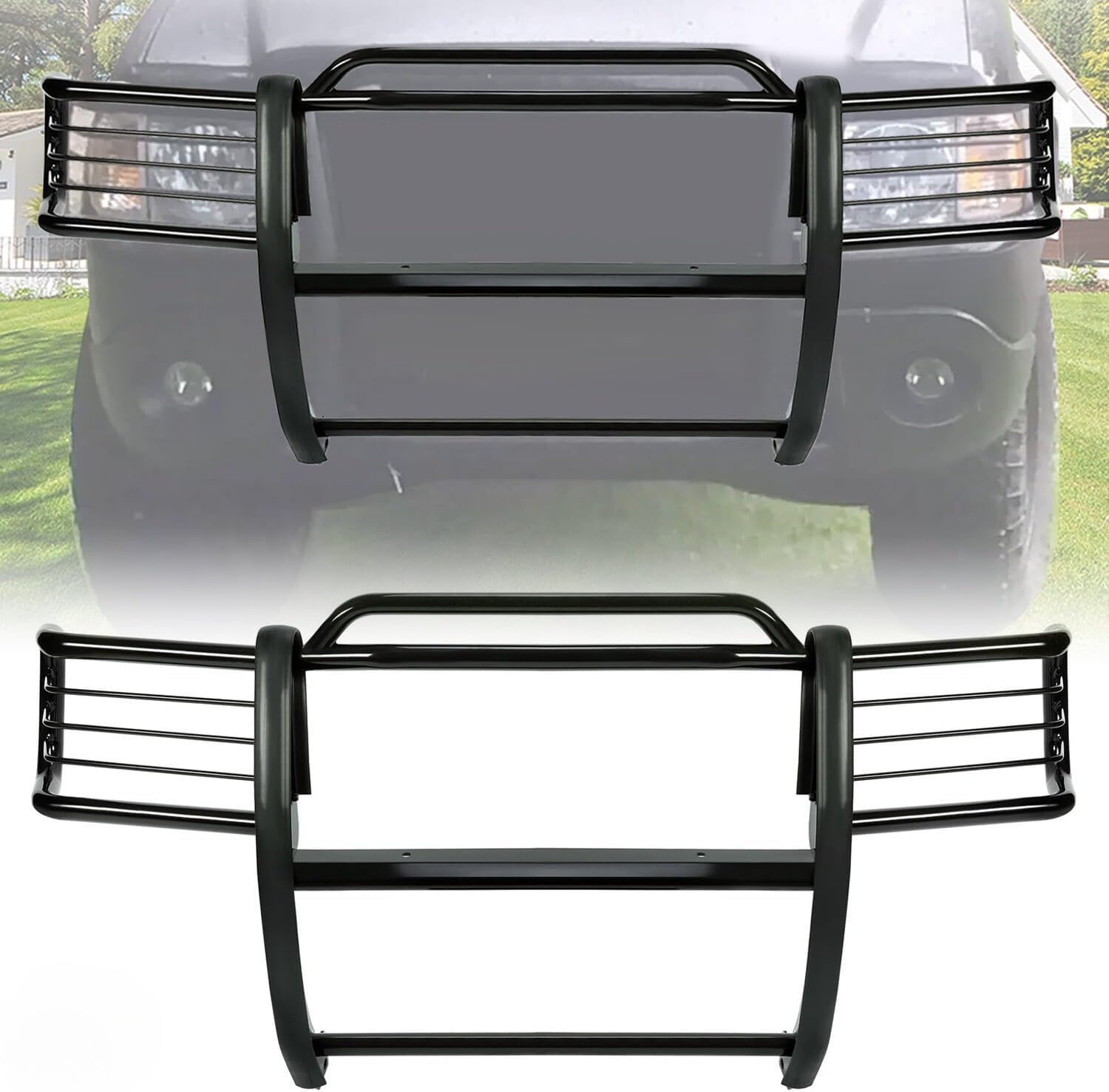 Suitable for Brush Guard for 2001-2012 Ford Ranger & Mazda B-Series Pickup - Skid Plate Bull Bar Front Bumper Grill Protector - Durable Black Powder Coated Steel Push Bar
