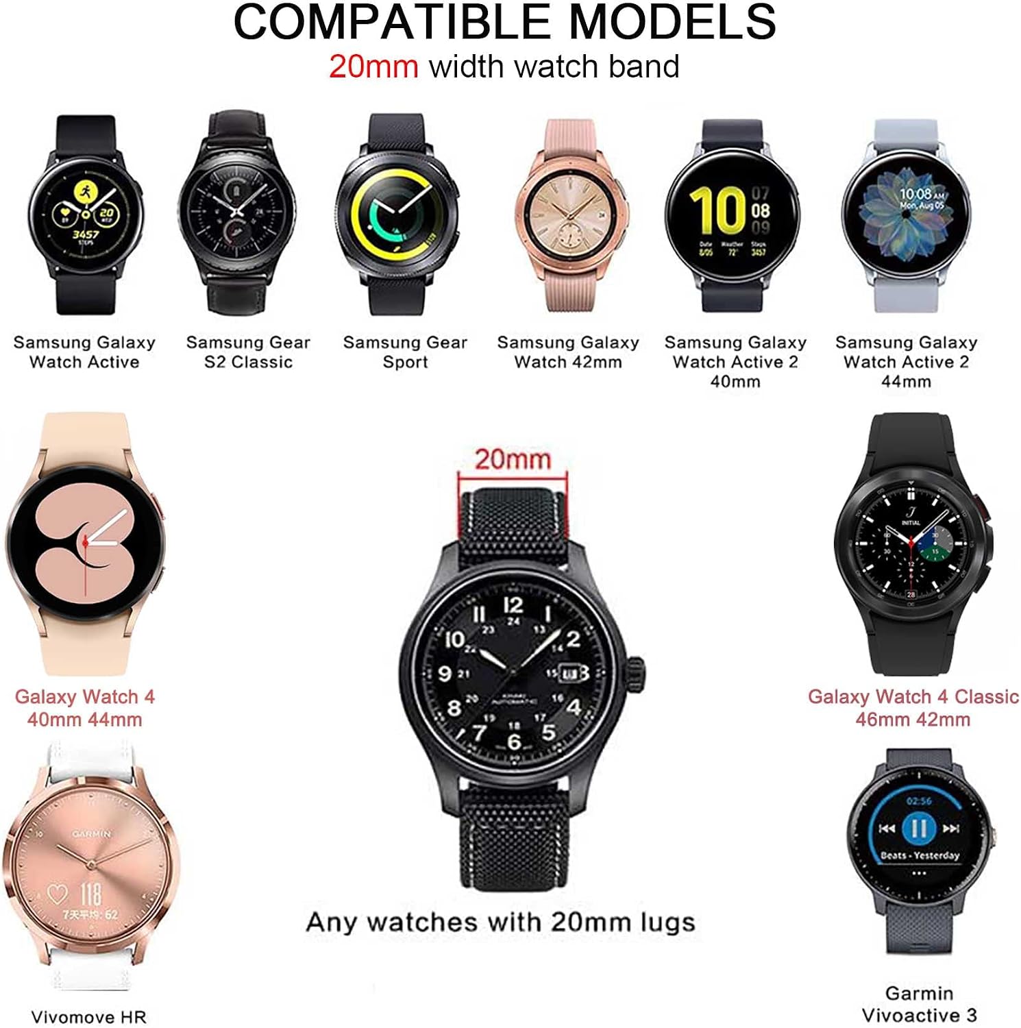 4 Pack Bands Compatible with Samsung Galaxy Watch 4 /Galaxy Watch 5 40mm 44mm/ Galaxy Watch 4 Classic /Galaxy Watch 5 Pro 45mm/ Galaxy Active 2 40mm 44mm, 20mm Soft Slim Silicone Sport Straps for Women Men (Small, Black/Navy Blue/Pine Green/Plum)