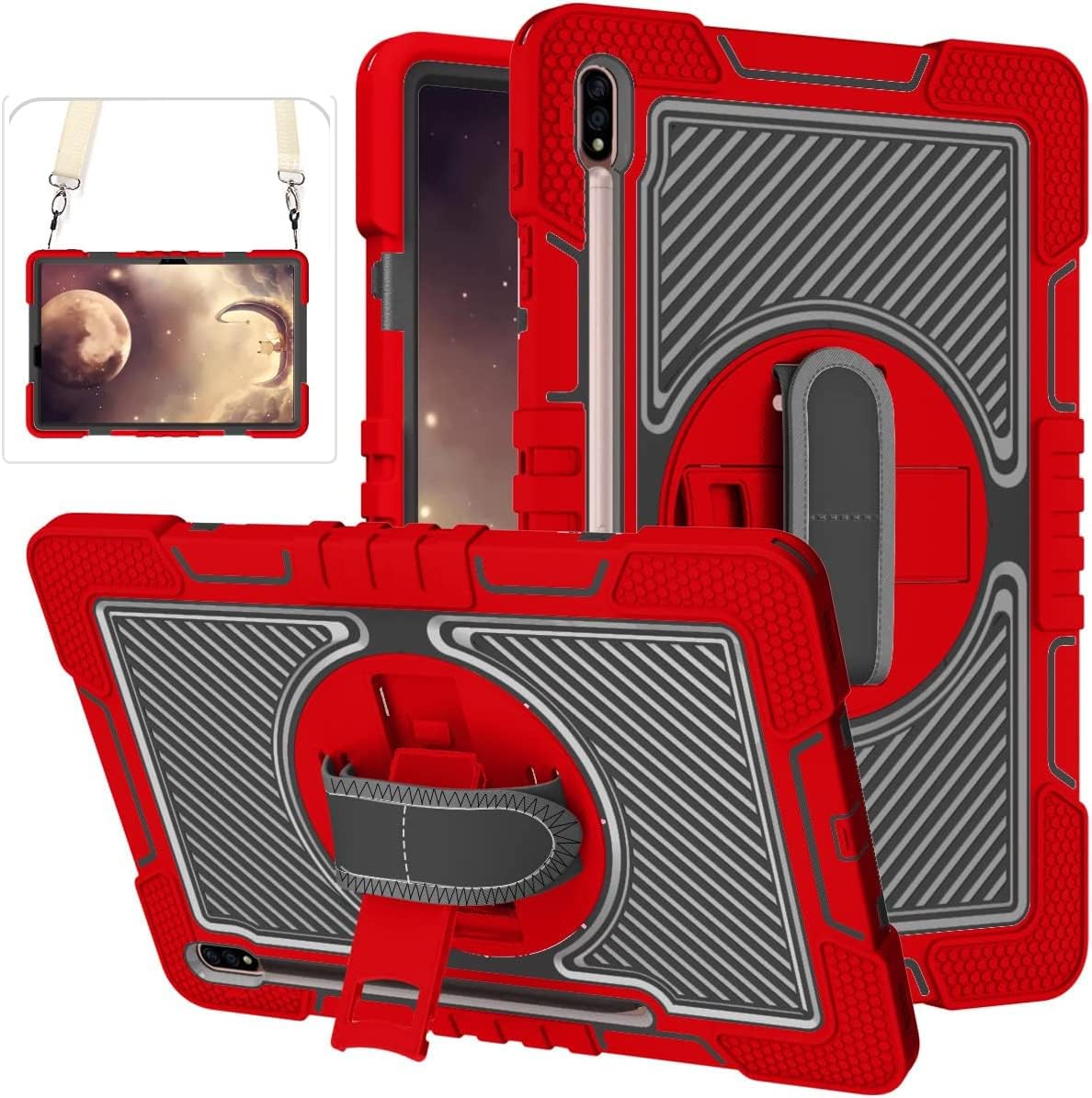 Dteck Kids Case for Galaxy Tab S9 FE 5G & S9/S8/S7 11 Inch Tablet with S Pen Holder, Lightweight Shockproof Rugged Protective Handle Stand Kids Friendly EVA Foam Case, Rose