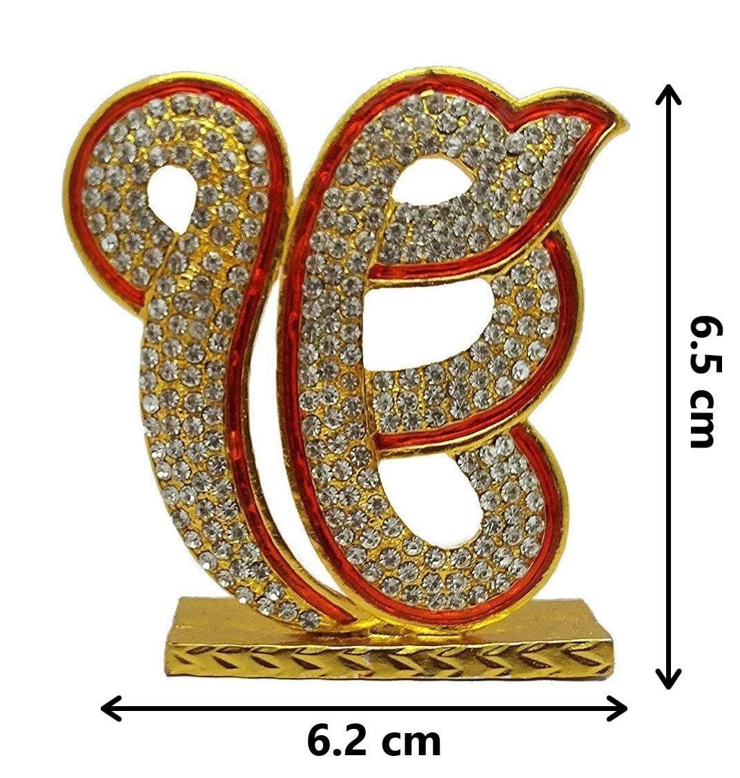 Ek Onkar & Om Symbols - Golden Religious Showpiece -6