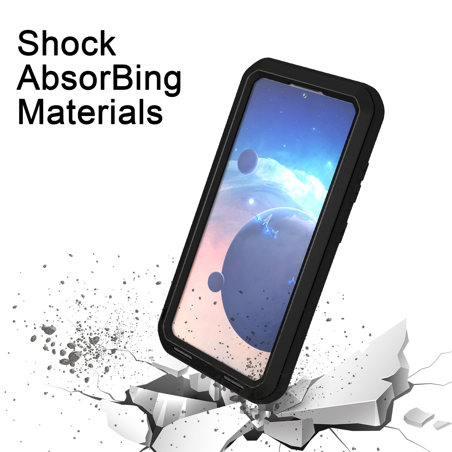 LOVE MEI Custodia per Samsung Galaxy S24, per sport all'aria aperta, impermeabile, militare, resistente, antiurto, antipolvere, a prova di sporco, in alluminio ibrido + silicone + vetro temperato per