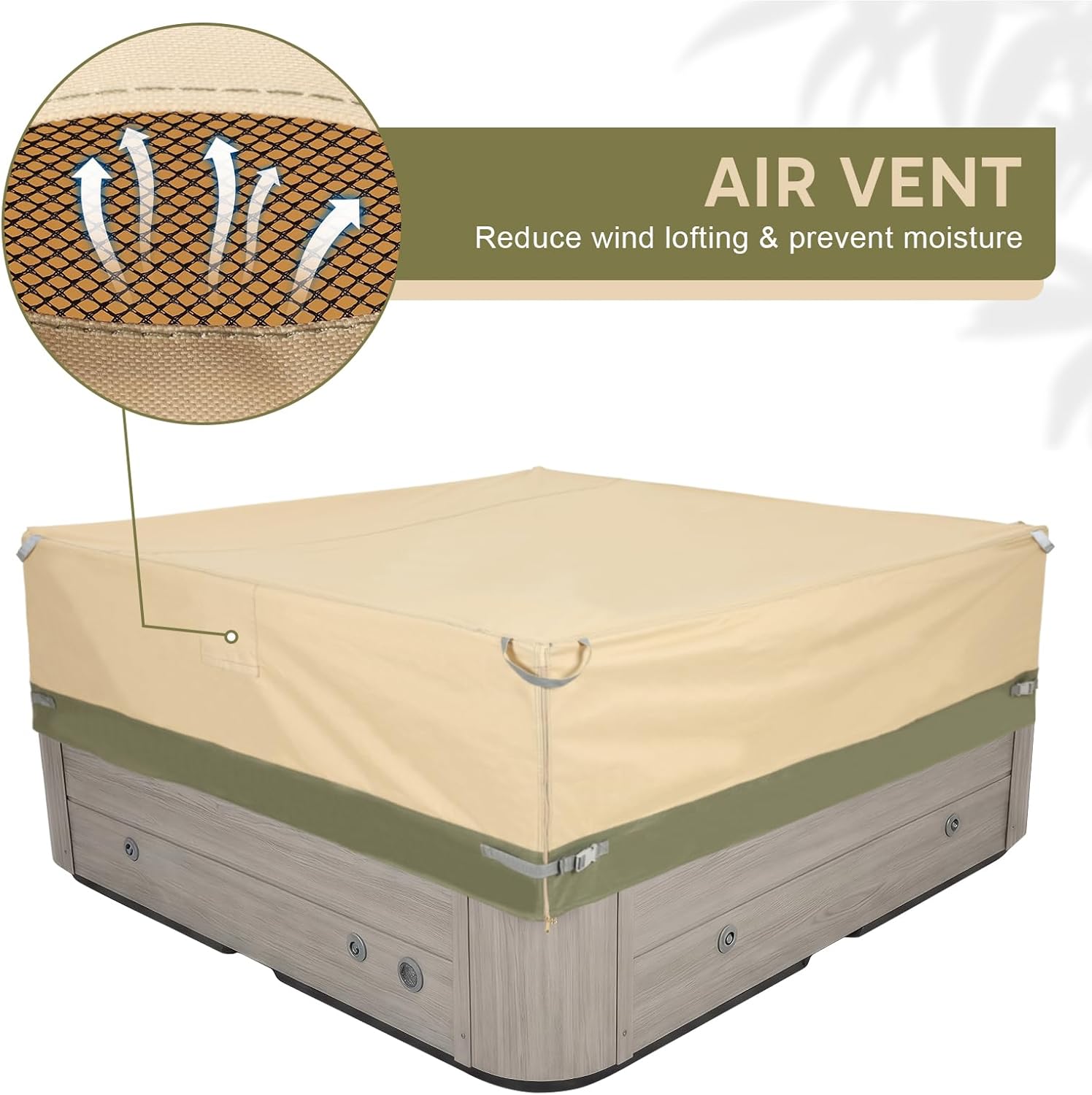 COWVIE Square Hot Tub Cover for 6-8 Person Spa and Inflatable Hot Tub, 600D Waterproof Oxford Cover Replacement with Storage and Zipper, 85''W x 85''D x 20''H
