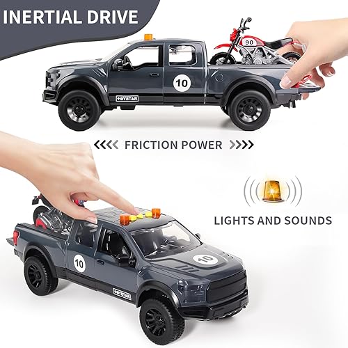 Miniatura 9 de Camión grande de juguete para niños de 4 a 7 años, camioneta de juguete F150 Raptor con luz y música, perfecta para niños de 8 a 12 años.