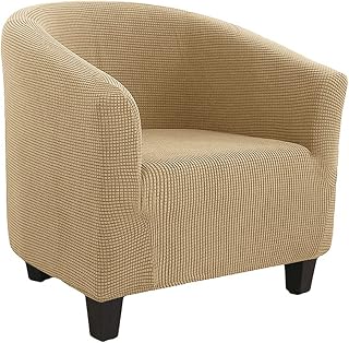 Zeyeo Funda para Silla De Bar De Tejido Jacquard De Alta Elasticidad, Lavable A Máquina, Apta para Mostrador De Bar Y Sala De Estar, En Color Amarillo(Khaki)