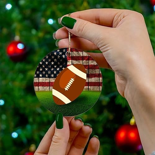 Miniatura 4 de Two-Side Printed Football USA Flag Ceramic Christmas Ornament Novelty for Family Friends Kids Positive Christmas Keepsake Pendants