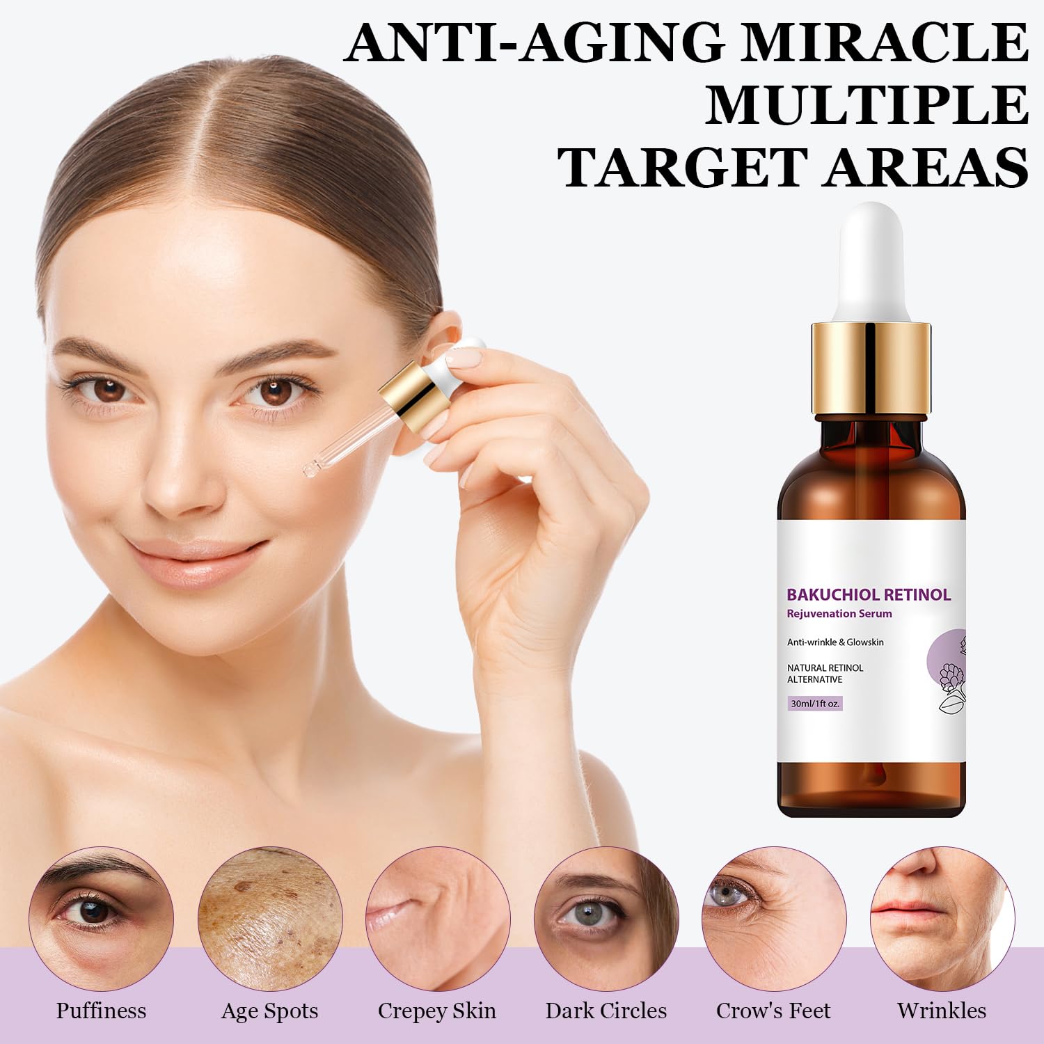 Venature Bakuchiol Retinol Rejuvenation Serum, Retinol & Vitamin for Wrinkles Bakuchiol Retinol Face Serum Korean, Retinol Serum for Wrinkles (2Pcs)