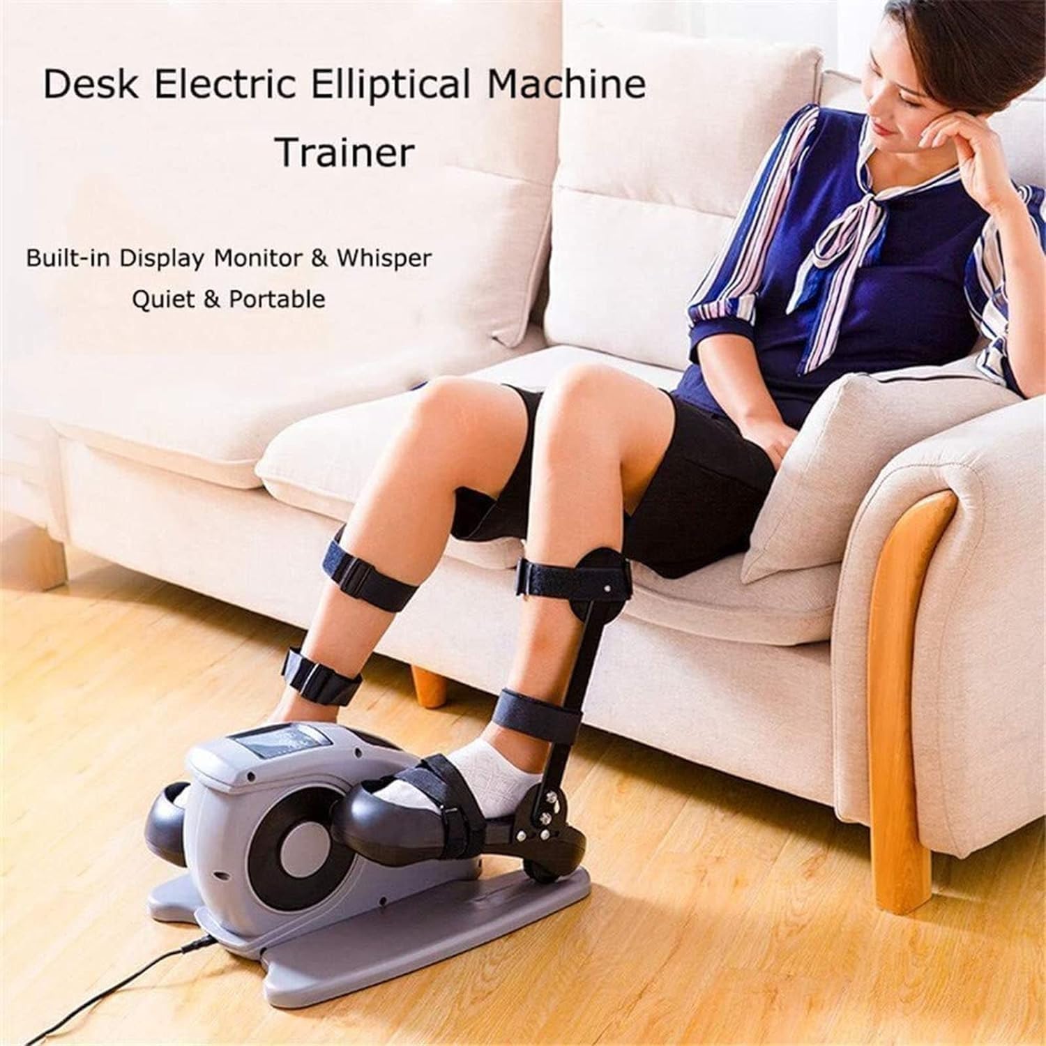Elektrischer Pedaltrainer für Arme und Beine, Mini-Heimtrainer mit LCD-Display und 5-Gang-Steuerung, ideal für Zuhause und Büro