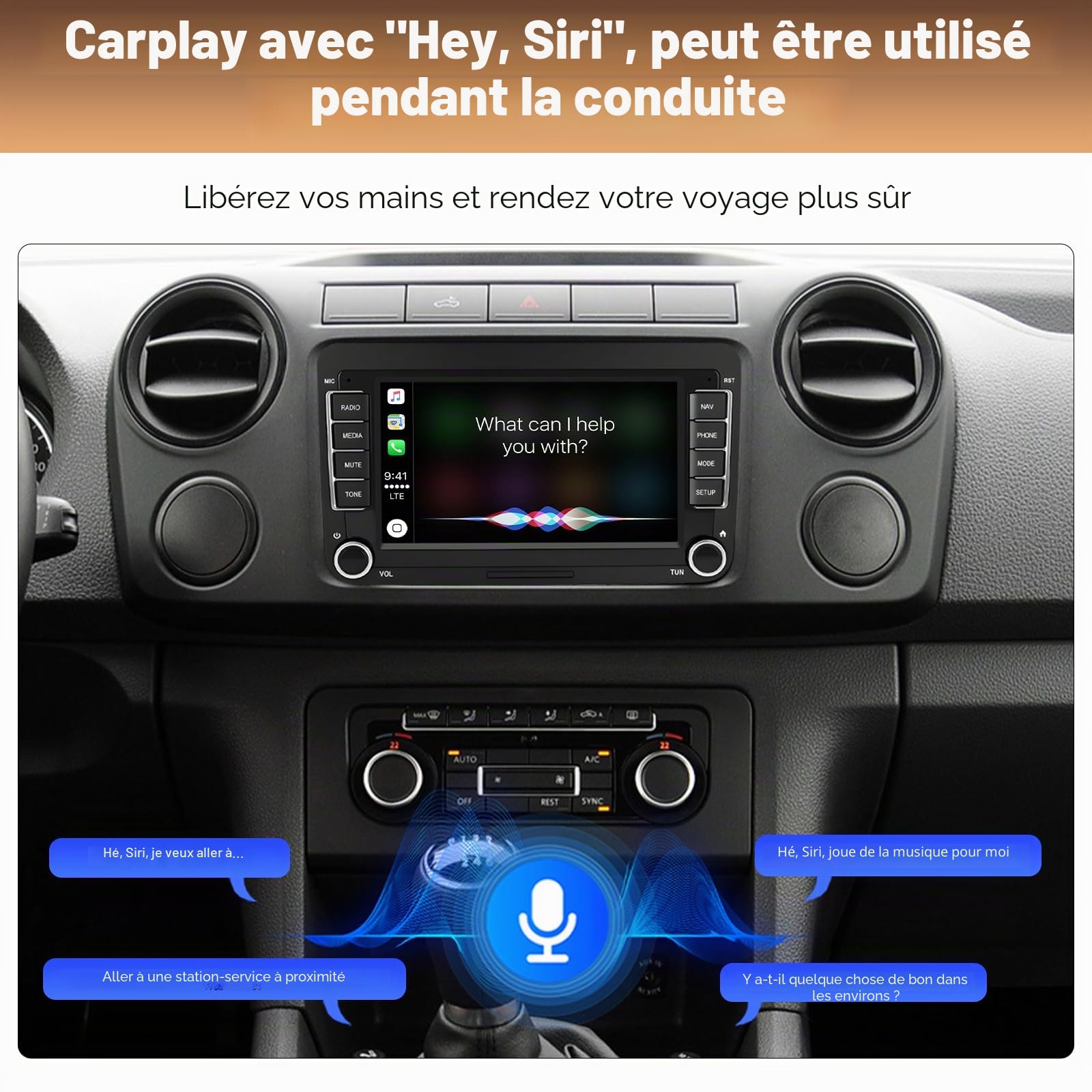 Autoradio avec écran Tactile 7 Pouces pour Volkswagen Seat Golf Passat Jetta Beetle Tiguan Touran EOS Skoda Seat Double Din Radio Bluetooth avec CarPlay sans Fil Android Auto
