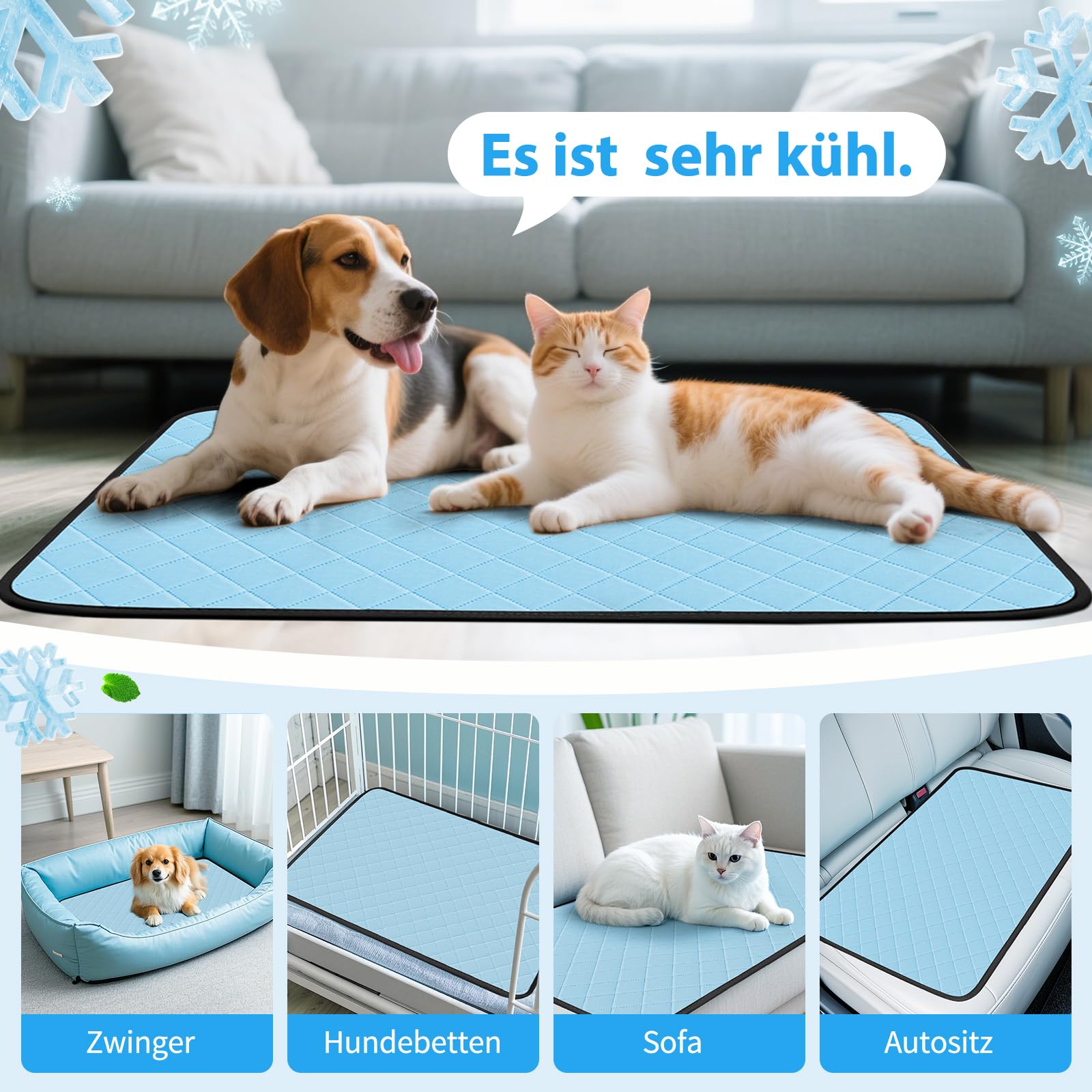 Kühlmatte für Hunde, Kühlmatte für Katzen Hundekühlmatte Selbstkühlend, Waschbar Kühldecke für Hunde Kühlmatte Sommer, rutschfeste Katzen Kühlmatte Bett Kühlkissen Hund