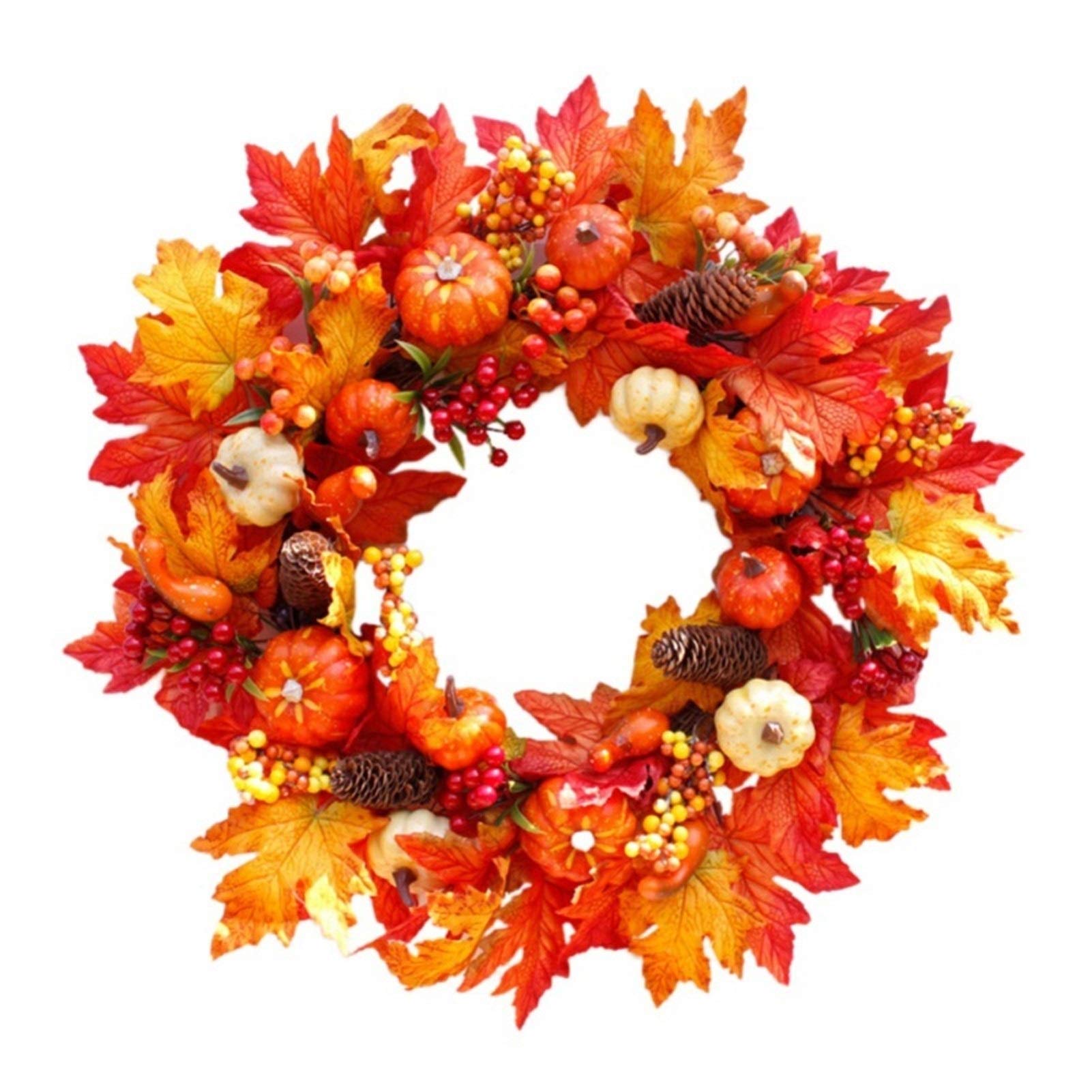 Couronne d'automne de 60 cm idéale pour décorer votre porte d'entrée