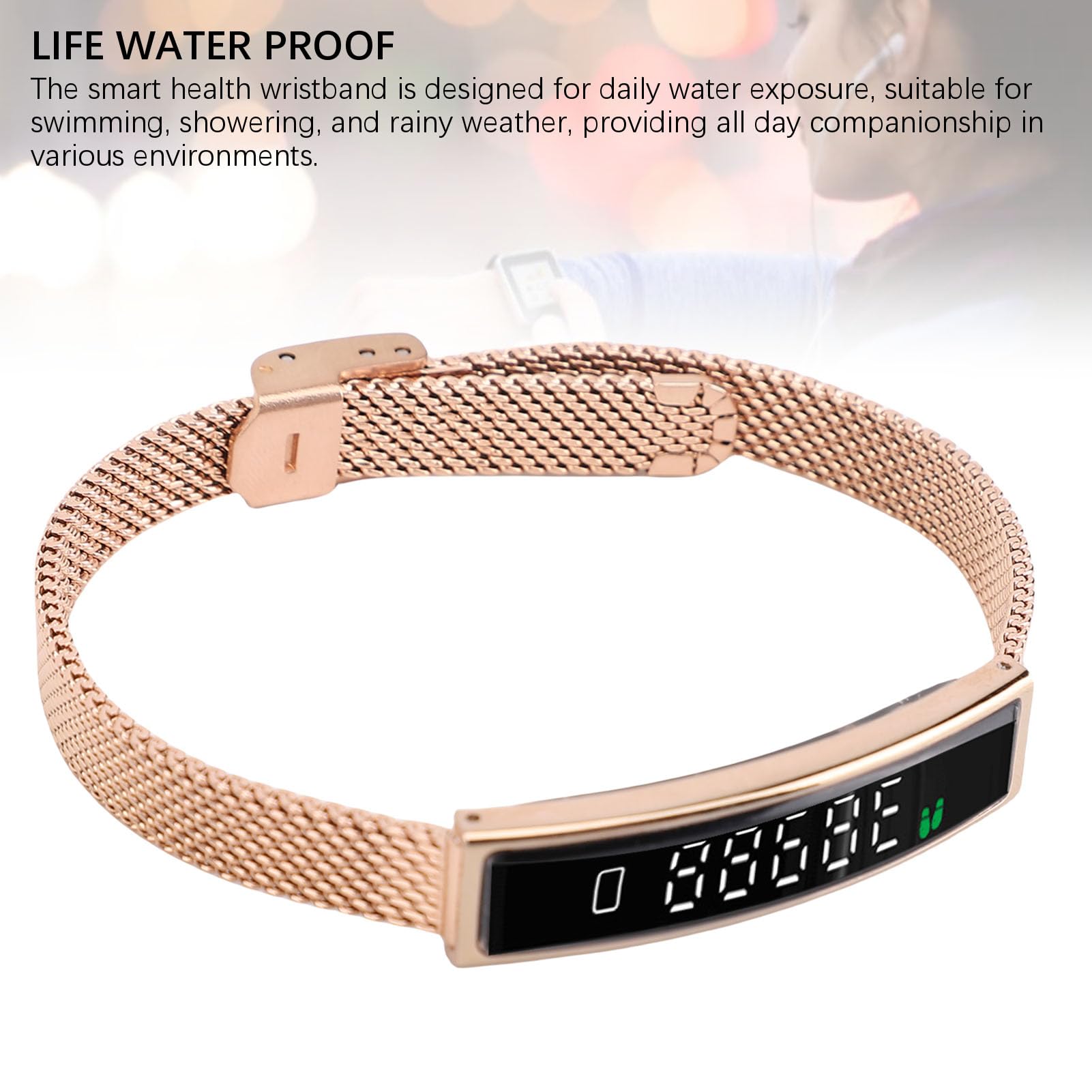 Sxhlseller Bracciale Fitness Tracker Intelligente, Braccialetto Fitness Bluetooth 5.3, Rilevatore di attività Impermeabile per Corsa, Ciclismo, Nuoto, Contapassi Connesso All'app (GOLD)