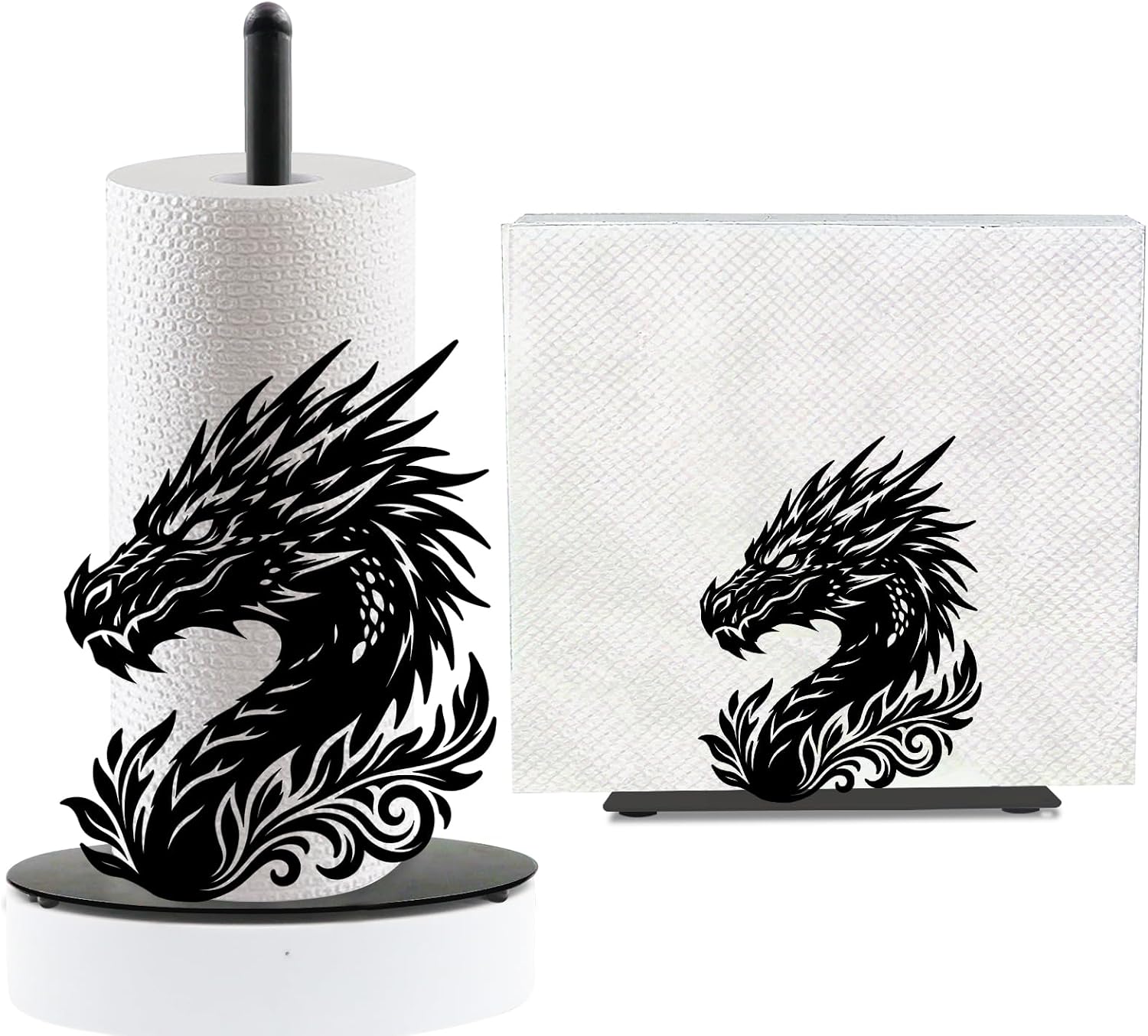 Dragon Paper Towel Holder, Dragon Countertop Kitchen Decor with Round Base