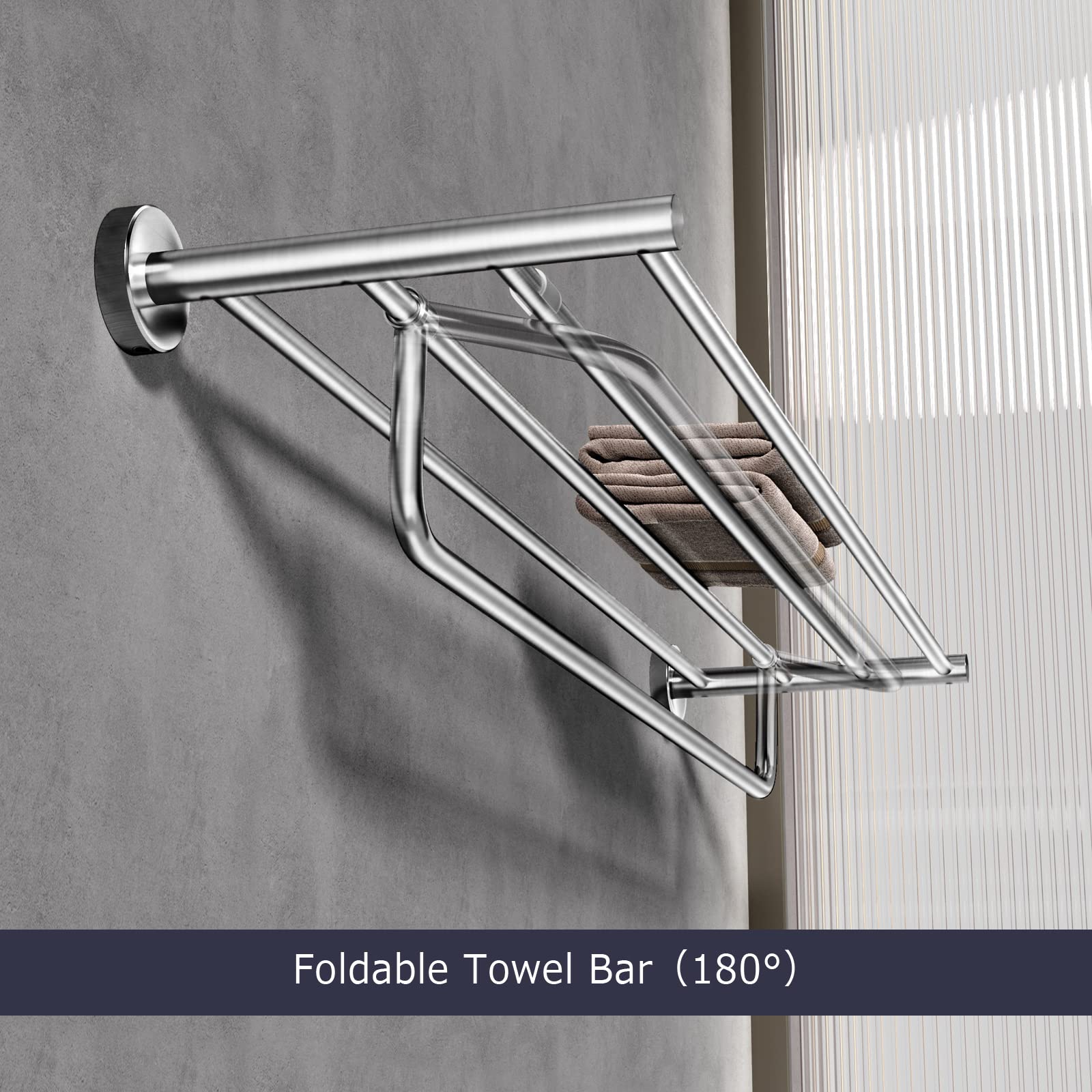 VOLPONE Bathroom Towel Rackï¼ŒStainless Steel Towel Shelf with Towel Bar 24-Inch Towel Holder for Bathroom Wall Mounted Towel Storage Organizer for Bathroom & Lavatoryï¼ˆBrushed Silverï¼‰