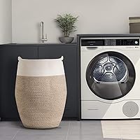 Vista 7 de YOUDENOVA - Cesta grande para ropa sucia de cuerda de algodón tejida,canasto de lavandería para el cuarto de lavar o el dormitorio, 25.6 pulgadas