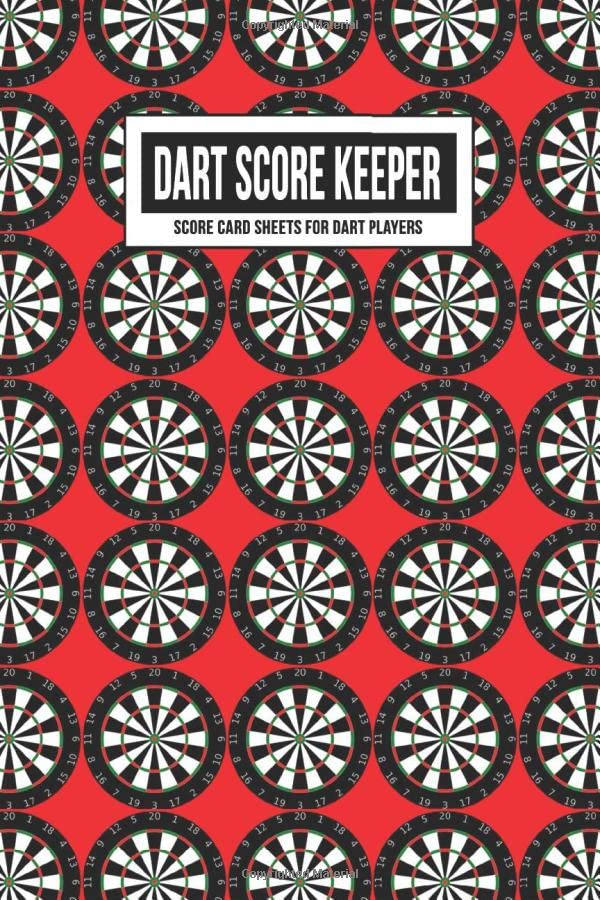 Dart Score Keeper Score Card Sheets for Dart Players: Scoring Record Book Log | Cricket, 301 & 501 Games | Accessory for Beginners, Advanced & ... Includes Outchart (Red Dart Board Wallpaper)