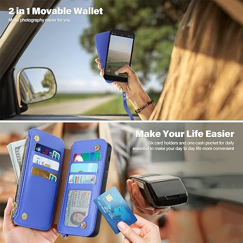 Miniatura 7 de Antsturdy Funda tipo cartera desmontable 2 en 1 para iPhone 13 Pro Max con MagSafe, bloqueo RFID, carga magnética, inalámbrica, funda de piel