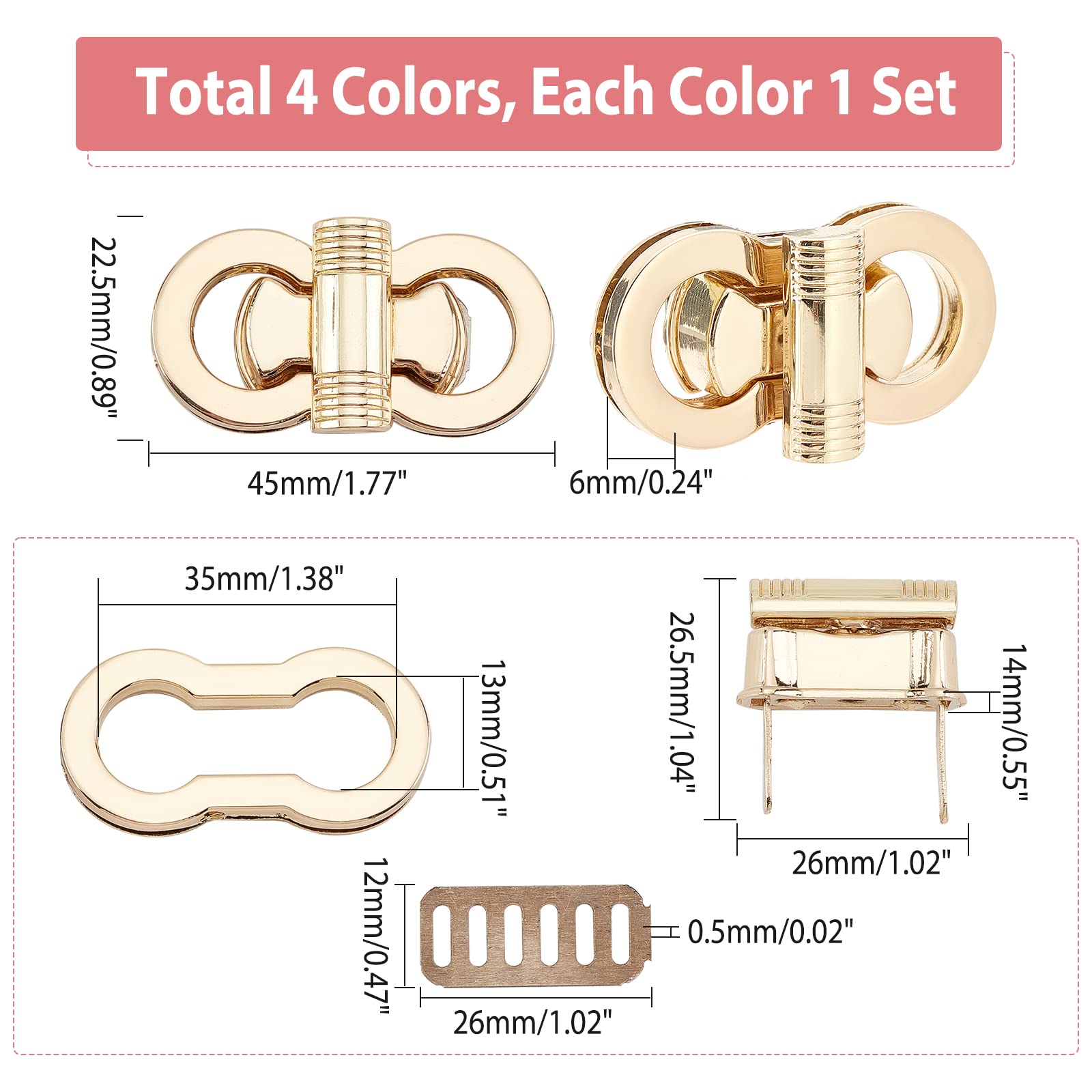 Amazon.co.jp: WADORN 4セット ケースロック 差し込み錠 バッグ ロック