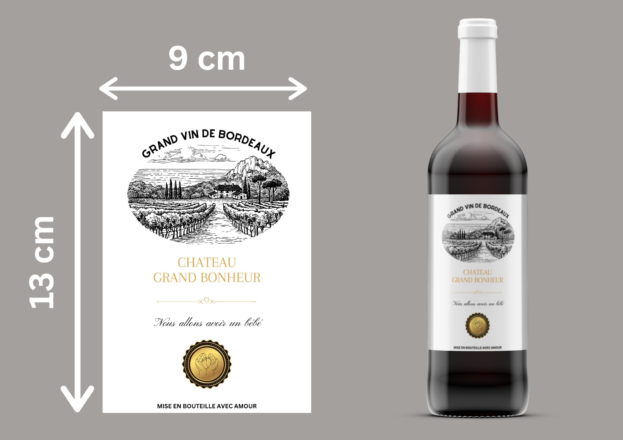 Etiquette bouteille de vin, annonce grossesse grands Parents, annonce