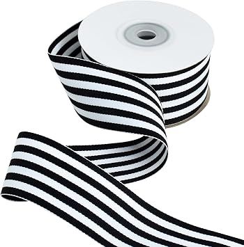 TONIFUL Black White Grosgrain Striped Ribbon 1.5 Inch x 10 Yard Ribbon for Gift Wrapping Valentines Easter Decor Flower Bouquet, Crafts, Bows, Wedding Christmas Birthday Party Decoration
