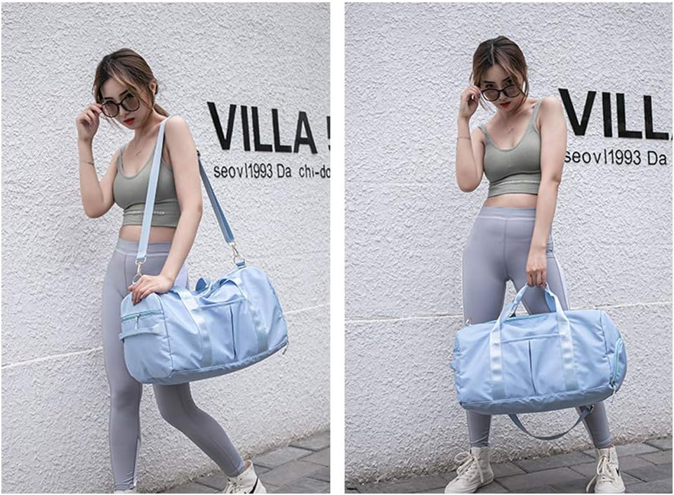 KARRESLY Sports Gym Bag for Women or Men Travel Duffel Bag with Wet Pocket and Shoes Compartment for Training Swim Yoga(Light Blue) - Image 7