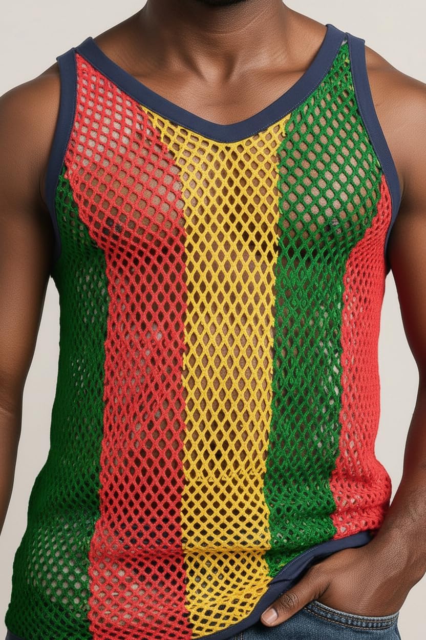 Tank Tops Men & Black, White, Rasta String Vests Cotton. Workout Tank Tops Women