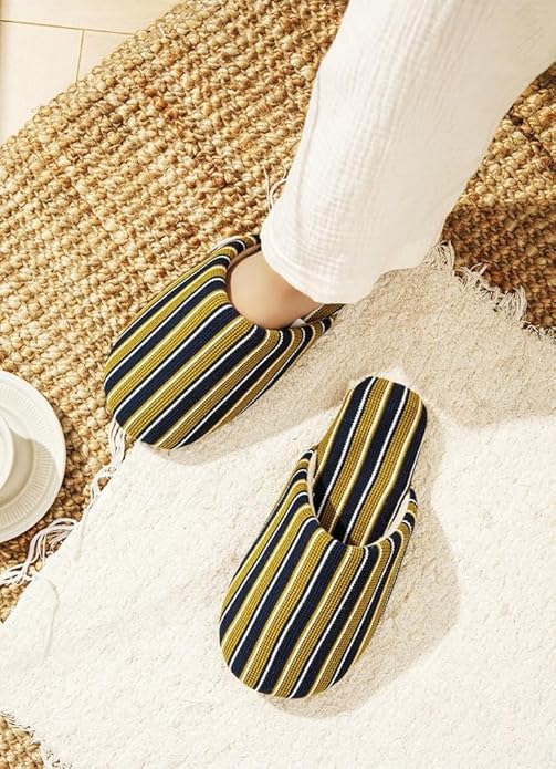 Pantuflas de lino para mujer estilo japonés con forro polar suela antideslizante miniatura 2