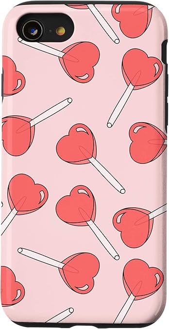 Amazon Com Iphone Se 7 8 Heart Lollipop Valentines Day Pink Aesthetic Phone Case Cell Phones Accessories