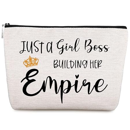 WELLBANEE Girl Boss gift, Gift For Girl Boss, boss gifts for women, Just A Girl Boss Building Her Empire Makeup Bag - MB002
