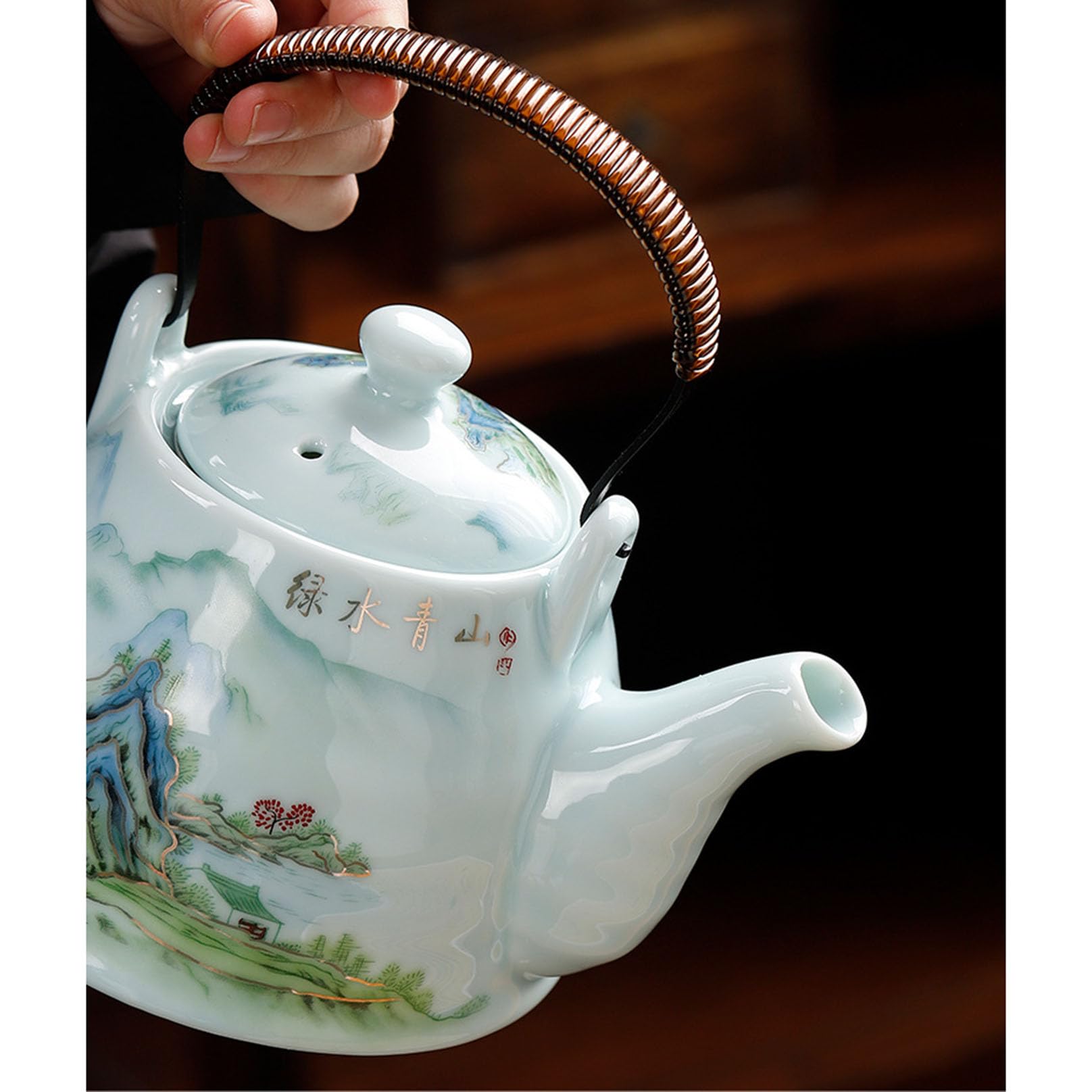 Japoński dzbanek do herbaty w stylu vintage, z sitkiem, 950 ml, ceramiczny dzbanek do herbaty z zaparzaczem o dużej pojemności, do gospodarstwa domowego, zestaw do herbaty luzem, herbata liściasta