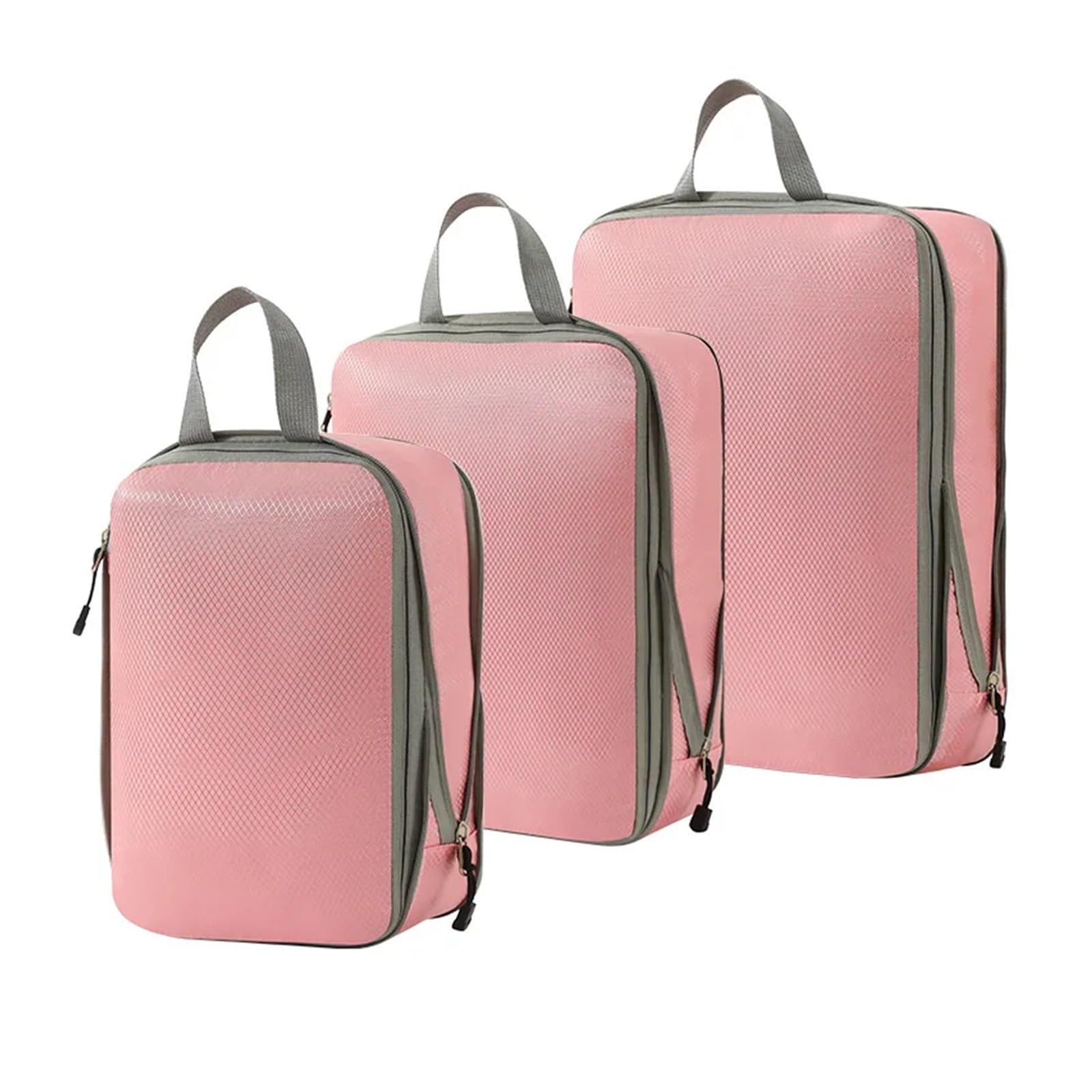 Organizer Valigia Set di 3 cubi da imballaggio compressi, borsa organizer viaggio impermeabile e comprimibile for vestiti(Pink)