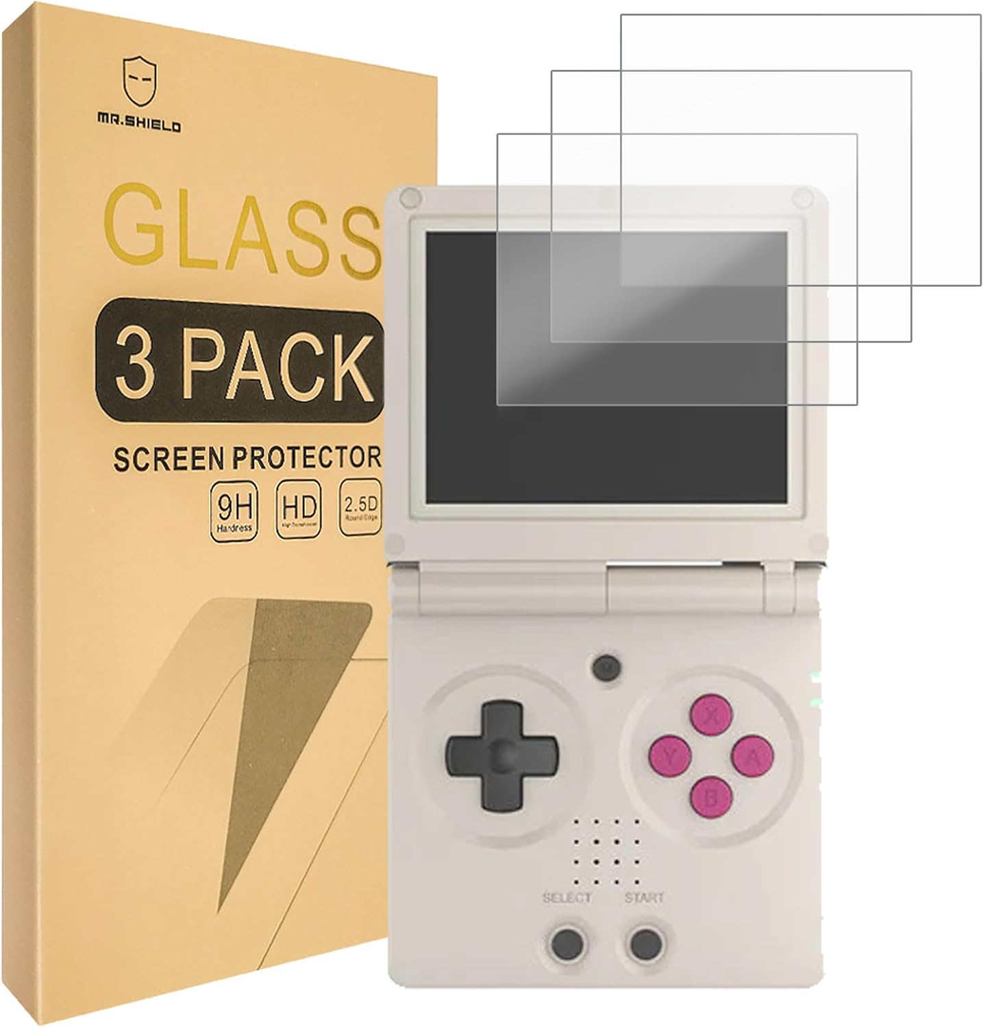 Mr.Shield Screen Protector compatible with ANBERNIC RG35XXSP [Tempered Glass] [3-PACK] [Japan Glass with 9H Hardness]