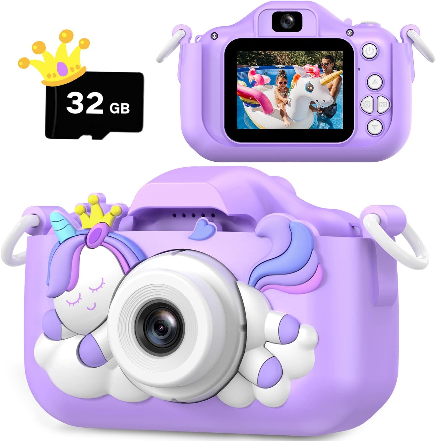 unicorn kids   camera christmas birthday gifts for boys age 3-12 1080p hd selfie digital video camera cute little girls   and boys   gifts / toys for 3-9 years