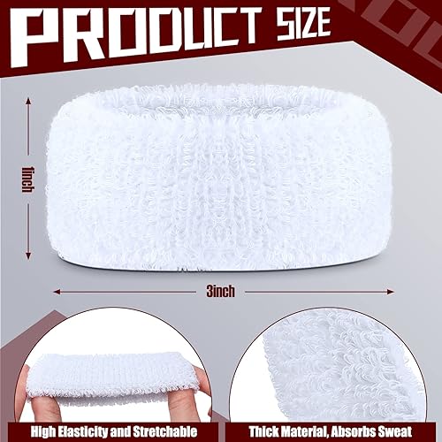 Miniatura 2 de 24 bandas de bíceps de 1 pulgada para jóvenes, bandas de brazo blanco y negro, bandas de sudor para brazo de fútbol para hombres, sudoración,