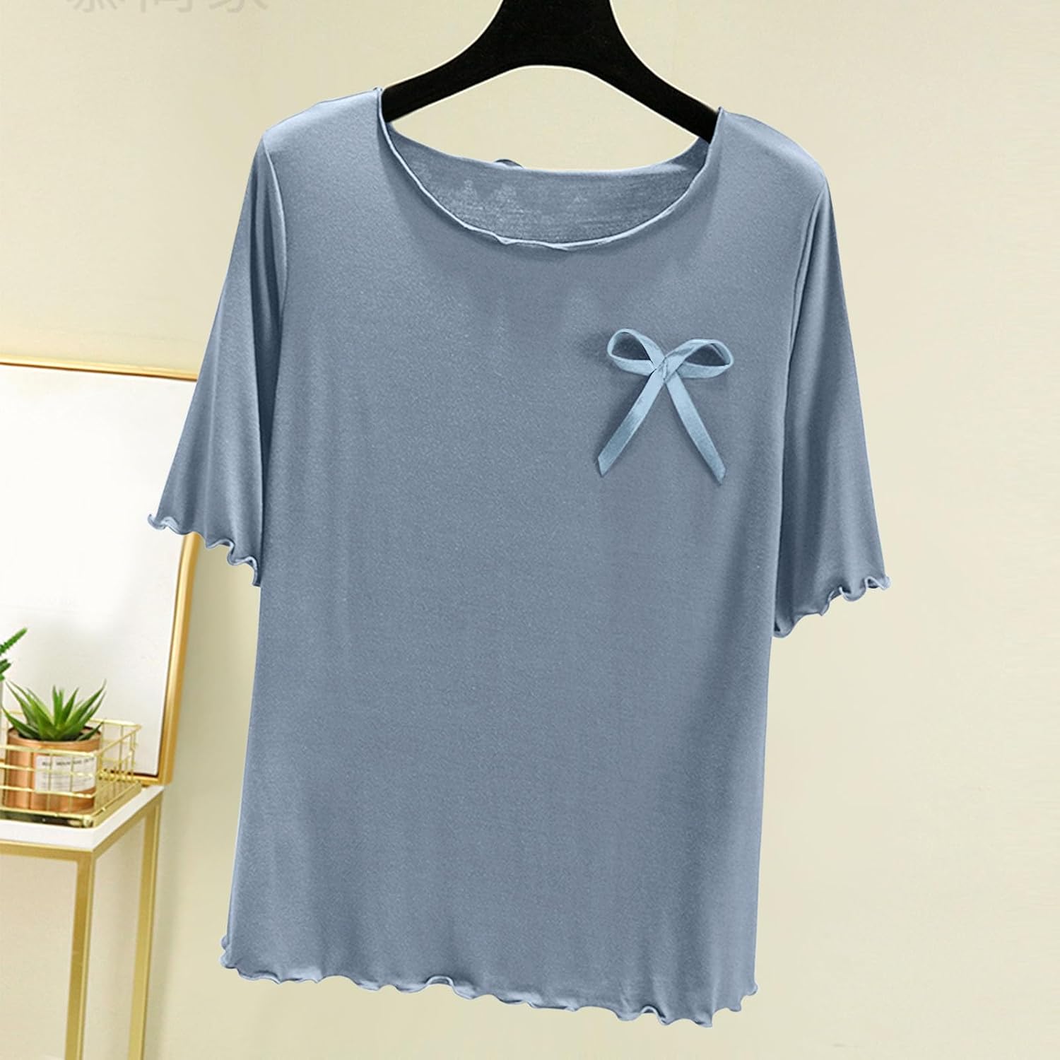 Sleep Shirts for Women - Modal Cotton Pajama Tops Short Sleeve Round Neck Tshirt Solid Color Pajamas Tee Loungewear