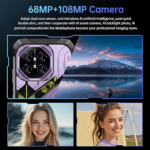 Miniatura 3 de Rugged Armor - Teléfono celular desbloqueado, teléfono inteligente de 6.99 pulgadas, HD 68+108 MP, fotografía de visión nocturna, Android 15, 22000