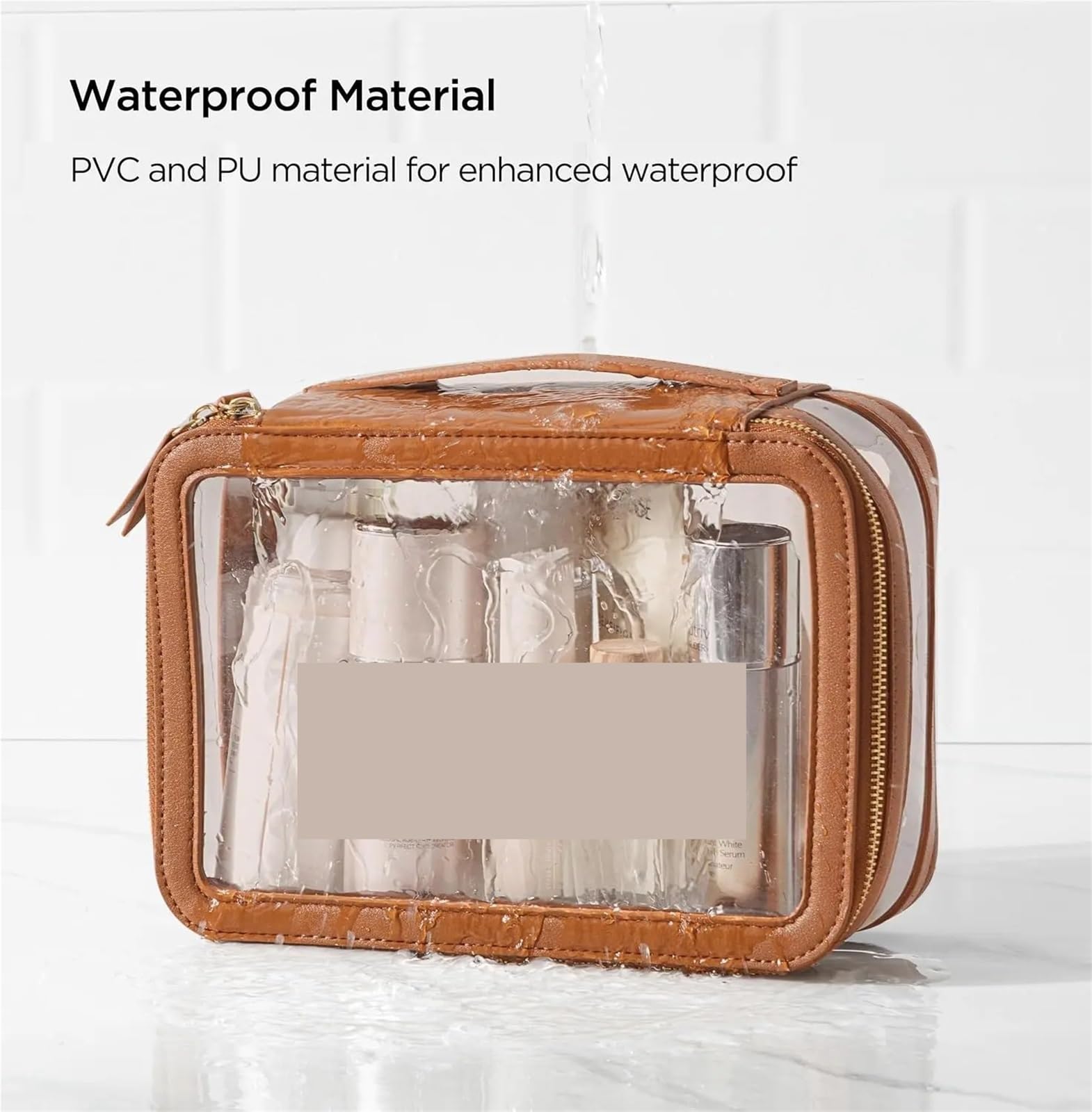 Women's Toiletry Bag for Business Trips Waterproof Storage Large Capacity Portable Double Transparent Makeup Bag(Clear)