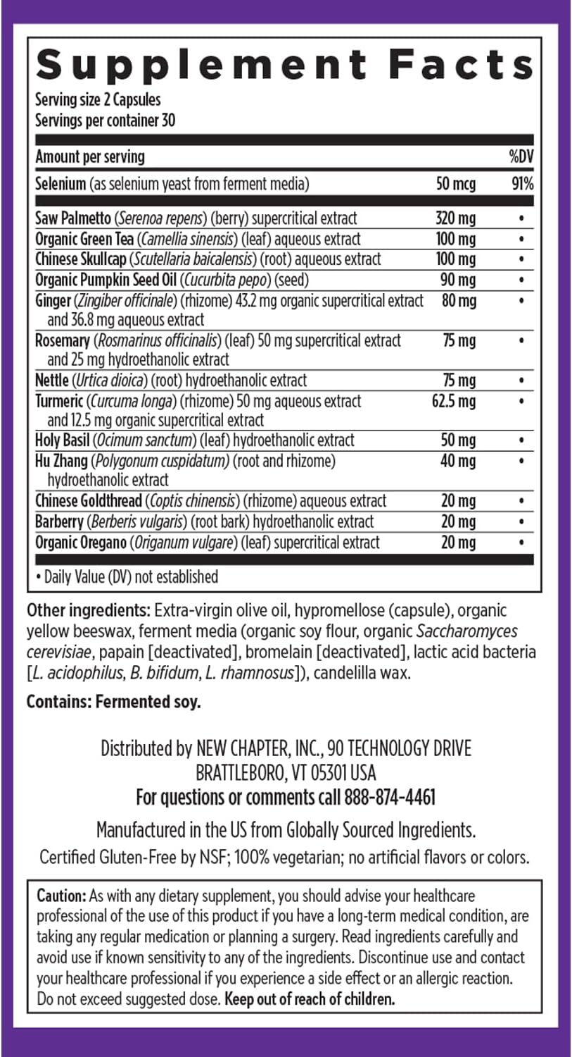New Chapter Prostate Supplement Zyflamend Prostate with Saw Palmetto + Pumpkin Seed Oil + Turmeric for Prostate Health Vegetarian Capsule, 60 Count - Image 6
