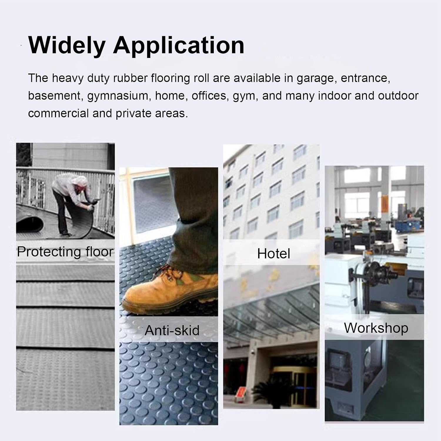 厚さ3mmのゴム製フロアマット、屋内屋外用滑り止めゴム製床マット、ガレージ/RV/工場/スタジオ/バイク駐車場用、防水&amp;防汚 【防湿】