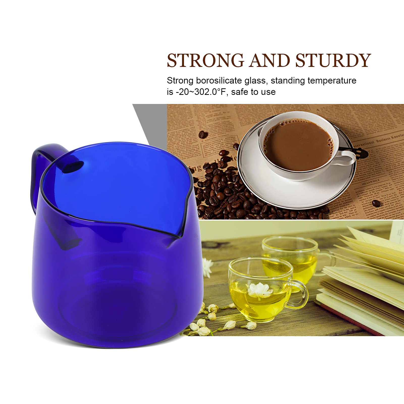 TOPINCN Caffettiera in vetro borosilicato per uso domestico, per condivisione del caffè, tè, acqua, 550 ml (blu)